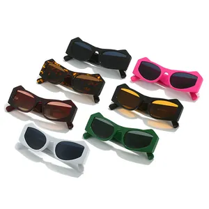 Trend cat-eye sunglasses set featuring seven assorted colors with thick geometric frames