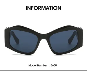 Detailansicht der schwarzen Schmetterlings-Sonnenbrille Modell 5600 mit blau-grauen Gläsern