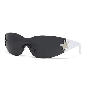 Lunettes de soleil Y2K oversize avec décor d'étoile et branches blanches
