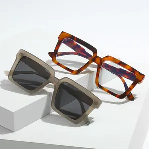 Vintage Square Sunglasses Women Men Oversized Fashion Anti-Blue Light Eyeglasses UV400 Protection PC Frame Retro Square Glasses