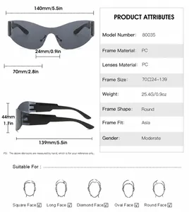 Guide des tailles détaillé pour lunettes de soleil sans monture avec mesures et conseils