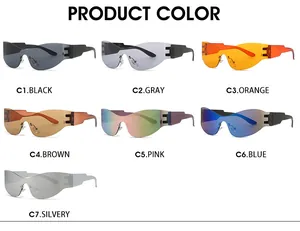 Plusieurs couleurs de lunettes de soleil masque sans monture avec design ondulé et branches