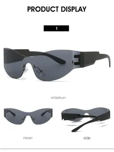 Vue multi-angles détaillée des lunettes de soleil de sport monobloc sans monture Y2K