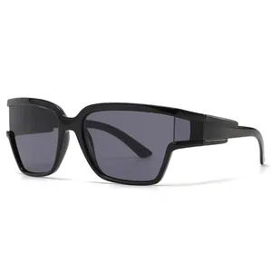 Fashionable oversized black sunglasses with dark grey lenses and wide temples for casual wear