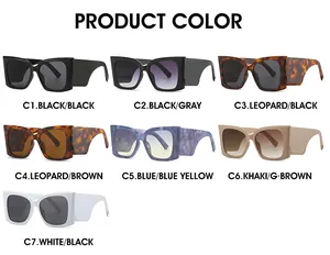 Griglia dettagliata di occhiali da sole cat-eye oversize in sette colori alla moda