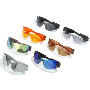 Lunettes de soleil de sport monobloc sans monture tendance en sept couleurs variées
