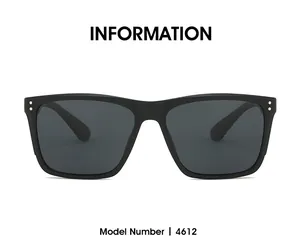 Detail of matte black TR square sunglasses with silver dot accents and dark gray lenses