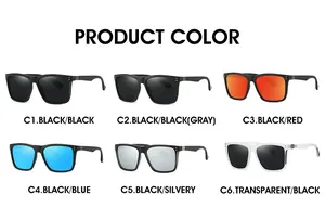 Grid display showing six color variants of men's polarized TR90 sport sunglasses