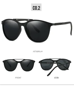 Detailansicht der mattschwarzen ovalen Pol-Sonnenbrille mit Federscharnier und Doppelsteg