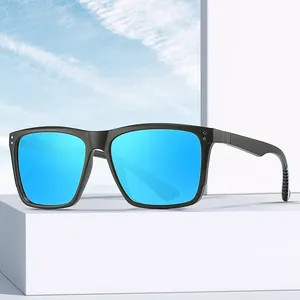Men Polarized Square Sunglasses TR90 Matte Frame UV400 Outdoor Cycling Driving Fashion Mirror Lens Sunglasses