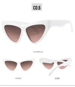 Detaillierte Mehrwinkelansicht der weißen Cat-Eye-Sonnenbrille mit Verlaufsgläsern