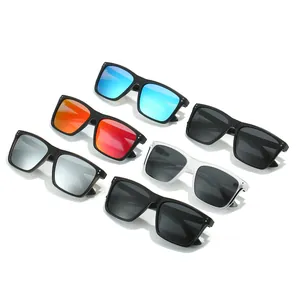 Men's polarized TR sunglasses set with six colorful lenses and stylish square frames