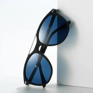 Herren Polarisierte Oval Sonnenbrille Retro Pilot Doppelsteg TR90 TAC Gläser Mode Shades Zum Fahren Reisen Angeln UV400 Sport