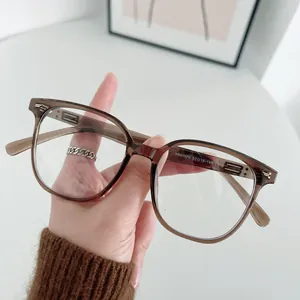 Klassische übergroße teefarbene Blaulichtfilter-Brille mit quadratischem TR81078-Rahmen