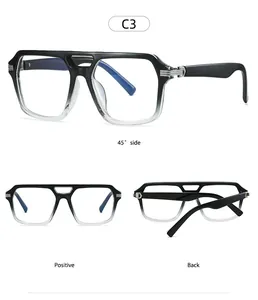 Detailed views of retro square gradient frames with C3 color code and metal hinges