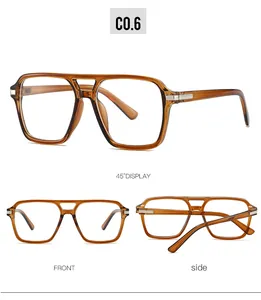 Detailed multi-angle views of retro amber pilot frame glasses with anti-blue light lenses