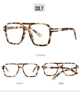 Detail view of tortoiseshell aviator glasses showing 45-degree, front and side angles