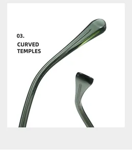 Dettaglio delle stanghette ergonomiche verde scuro per occhiali anti luce blu