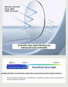 Infografik über Blaulichtfilter-Gläser zum Blockieren schädlicher 385-415nm Strahlen