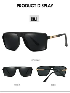 Detailed views of vintage polarized men's sunglasses with golden spring hinges