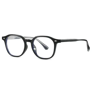 Occhiali neri anti-luce blu classici con anima in metallo e dettagli con rivetti