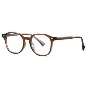 Occhiali anti-luce blu marrone trasparente con eleganti dettagli in metallo