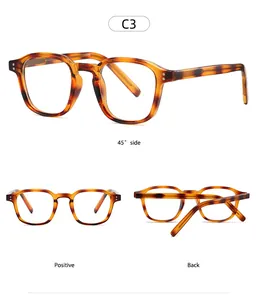 Detailed views of tortoise shell glasses frames with stylish metal rivet hinge accents