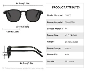 Guide des tailles détaillé pour lunettes de soleil carrées rétro avec monture en métal