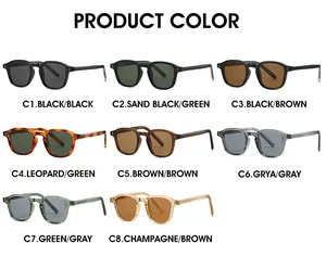 Nuancier détaillé présentant huit lunettes de soleil rétro avec divers coloris de montures