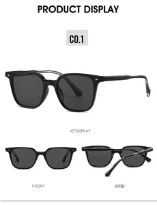 Multi-angle views of black square TR90 sunglasses showing front and 45-degree profiles