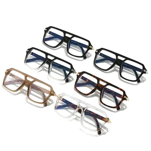 Stylish large square anti-blue light glasses frames in six assorted trendy colors
