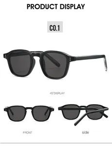 Lunettes de soleil noires classiques avec rivets et vues sous plusieurs angles de vue