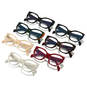 Stylish polygonal blue light blocking glasses frames in seven diverse color options