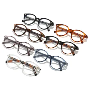 Retro round anti-blue light glasses in multiple colors featuring vintage wing metal trim