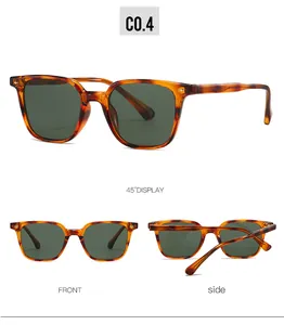 Three angles of tortoise TR90 sunglasses with dark green lenses and silver rivet accents