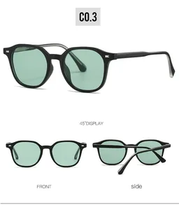 Three-angle view of retro jelly sunglasses showing front, side and 45-degree angle in black