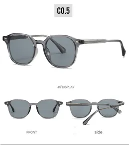 Translucent grey sunglasses with dark grey lenses in multiple display angles