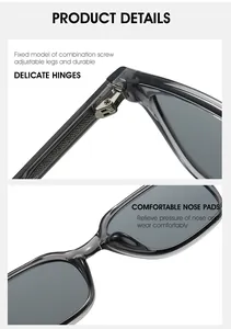 Detail of durable metal hinges and integrated nose pads on TR90 sunglasses