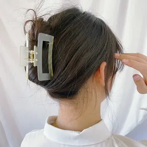 Grande pince à cheveux vert sauge mat pour cheveux épais présentée en chignon bas