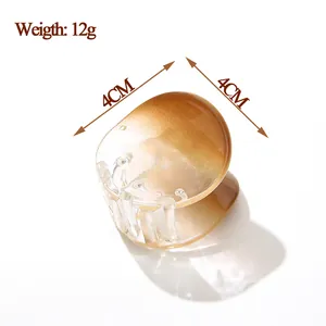 Pinza per capelli ambra sfumata 4cm in resina, leggero fermaglio circolare da 12g donna