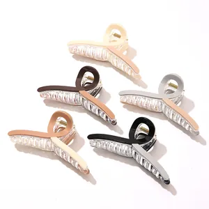 Pinza per Capelli Grande da Donna in Acetato Semplice Clip a Squalo Bicolore Accessori per Capelli Geometrici Trasparenti