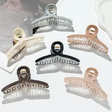 Set of six Morandi color hair claw clips with cross ring design and matte finish