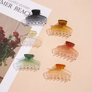 Women's Gradient Color Acrylic Hair Claw Clip Simple Transparent Jelly Resin Large Hair Accessories For Styling Daily Wear