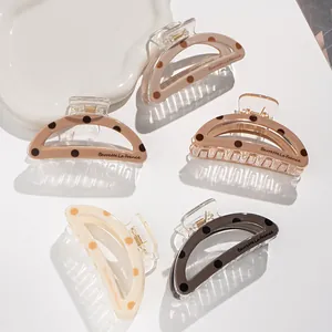 Französischer Stil Tupfen Haarklammer Für Damen Acryl Oval Shark Clip Eleganter Pferdeschwanz Halter Mode Haarschmuck