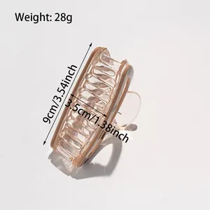 Beigefarbene ovale Haarklammer für Damen, 9 cm glänzendes Accessoire für Pferdeschwänze