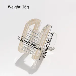 Elegant floral marble hair claw clip for women in cream beige with size dimensions