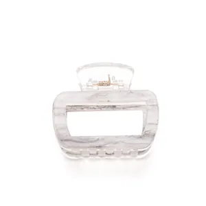 Elegant rectangular striped claw clip with marble texture for high ponytail hairstyles
