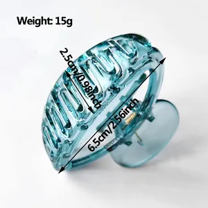 Pinza per capelli cava blu traslucida per donna, lunghezza 6,5 cm, design leggero