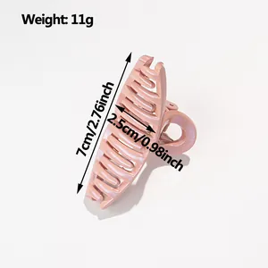 Pink glitter hair claw clip for women, size 7cm minimalist shark hair accessory for hair updo