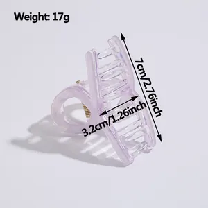 Pince à cheveux en acrylique violet translucide avec ressort doré 17g 7cm